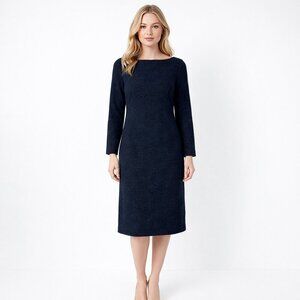 Cashmere Wool Blend Bateau Neck Shift Dress Charcoal Gray S #A1733